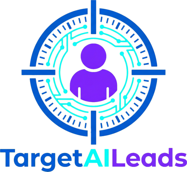 Target AI Leads logo featuring a stylized user icon within a digital target design, emphasizing AI lead generation services for professional sectors.