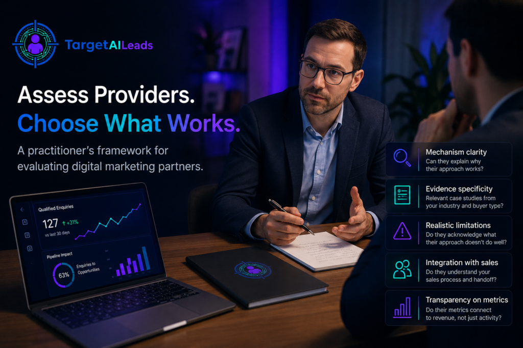 How to Assess Digital Marketing Providers Without Being Misled - A Practitioner's Evaluation Framework